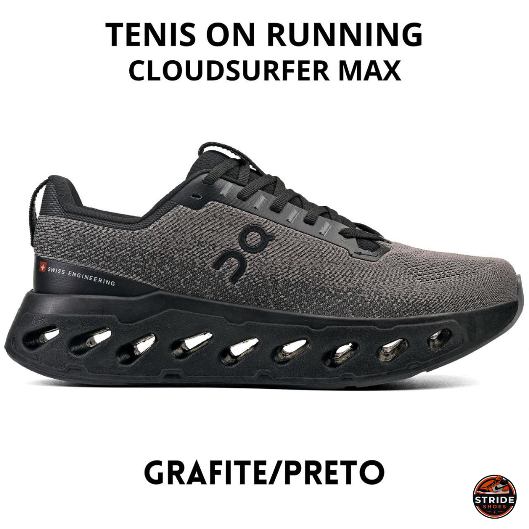 Tênis On Running Cloudsurfer Max - Grafite/Preto
