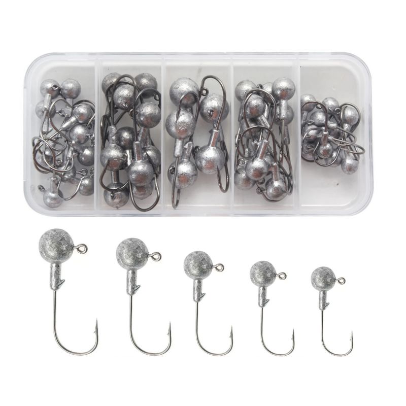 Ganchos Jig Head com Cabeça de Chumbo