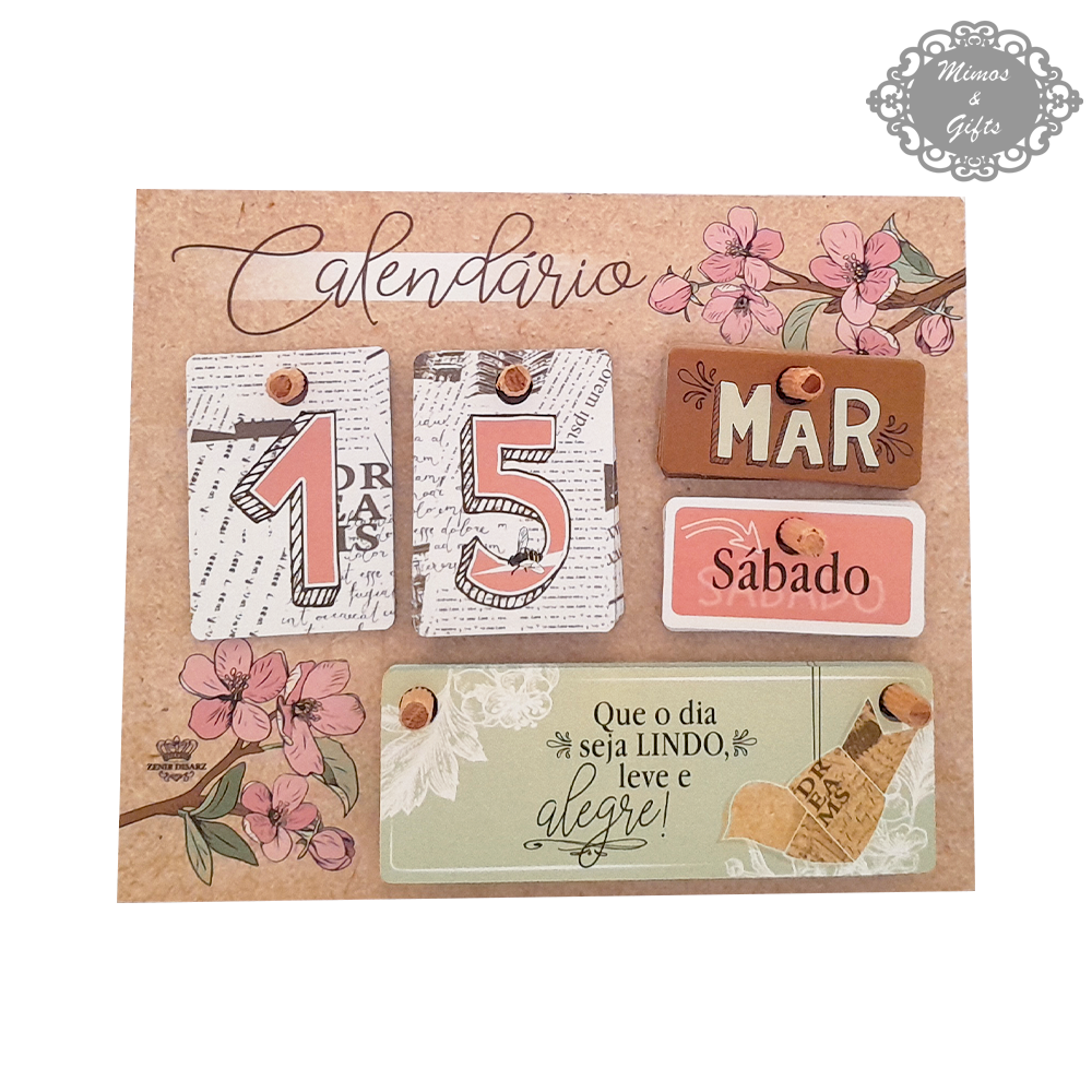 Calendário Permanente com Mensagens Rosé