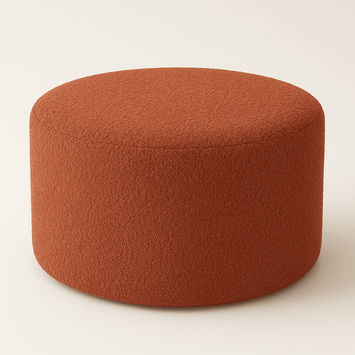 Puff Redondo Grande 60cm Bouclé Luxo Orgânico Sofisticado