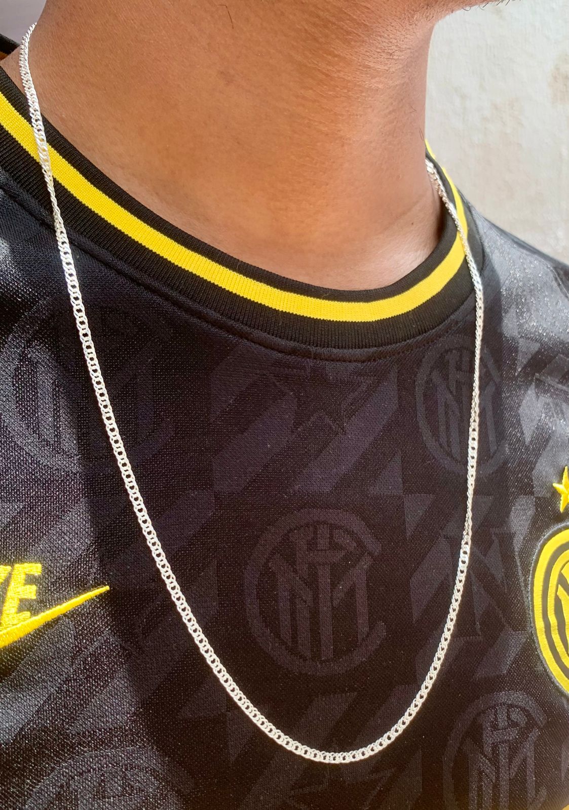 Corrente grumet duplo rombo 3mm 70cm prata 925 maciça