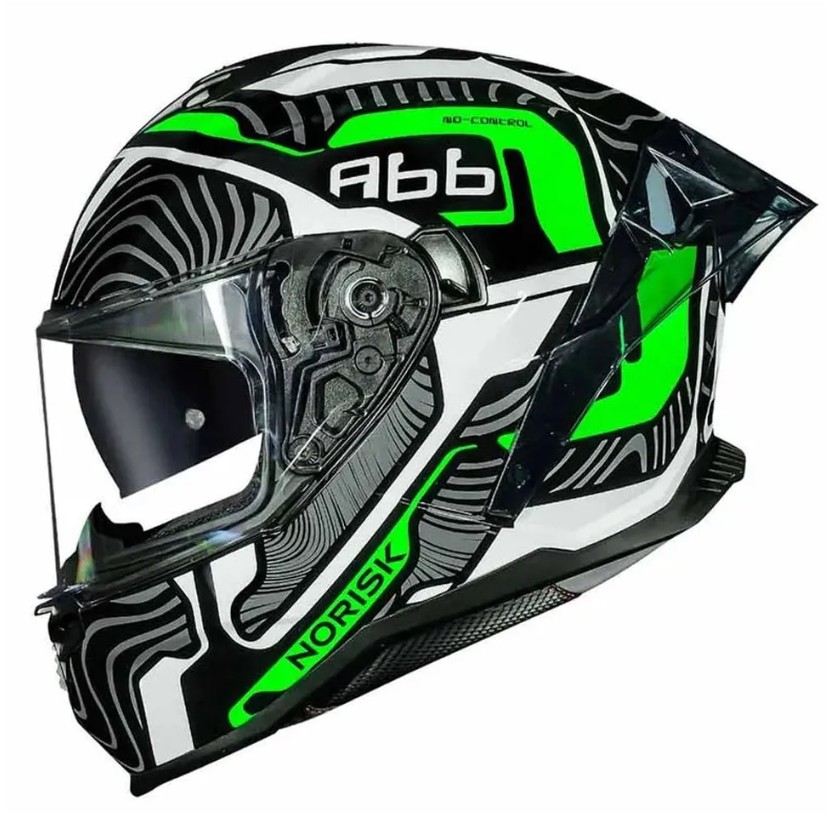 Capacete Norisk Strada II Fusion Branco/Preto/Verde