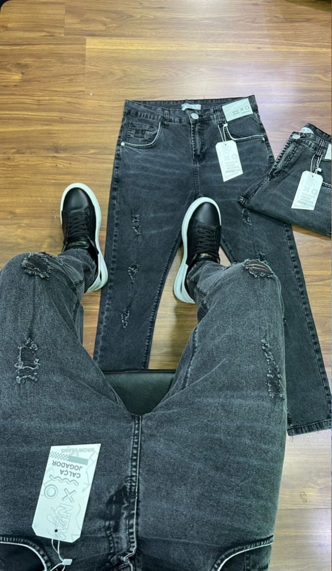 CALÇA JOGADOR ORIGINAL CINZA RASGADA