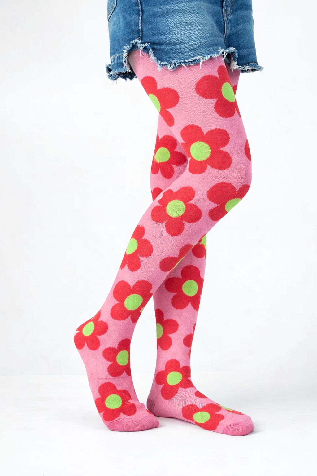 Meia calça infantil Laranja Floral