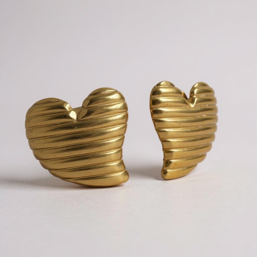 Brinco Feminino Coração Orgânico  Aço Inoxidável Ouro 18K