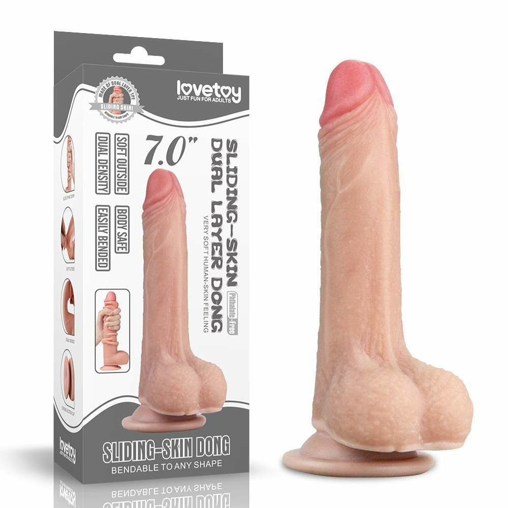 Prótese Realística Lovetoy Sliding Skin Dong 17,5x3,5cm Consolo com Ventosa
