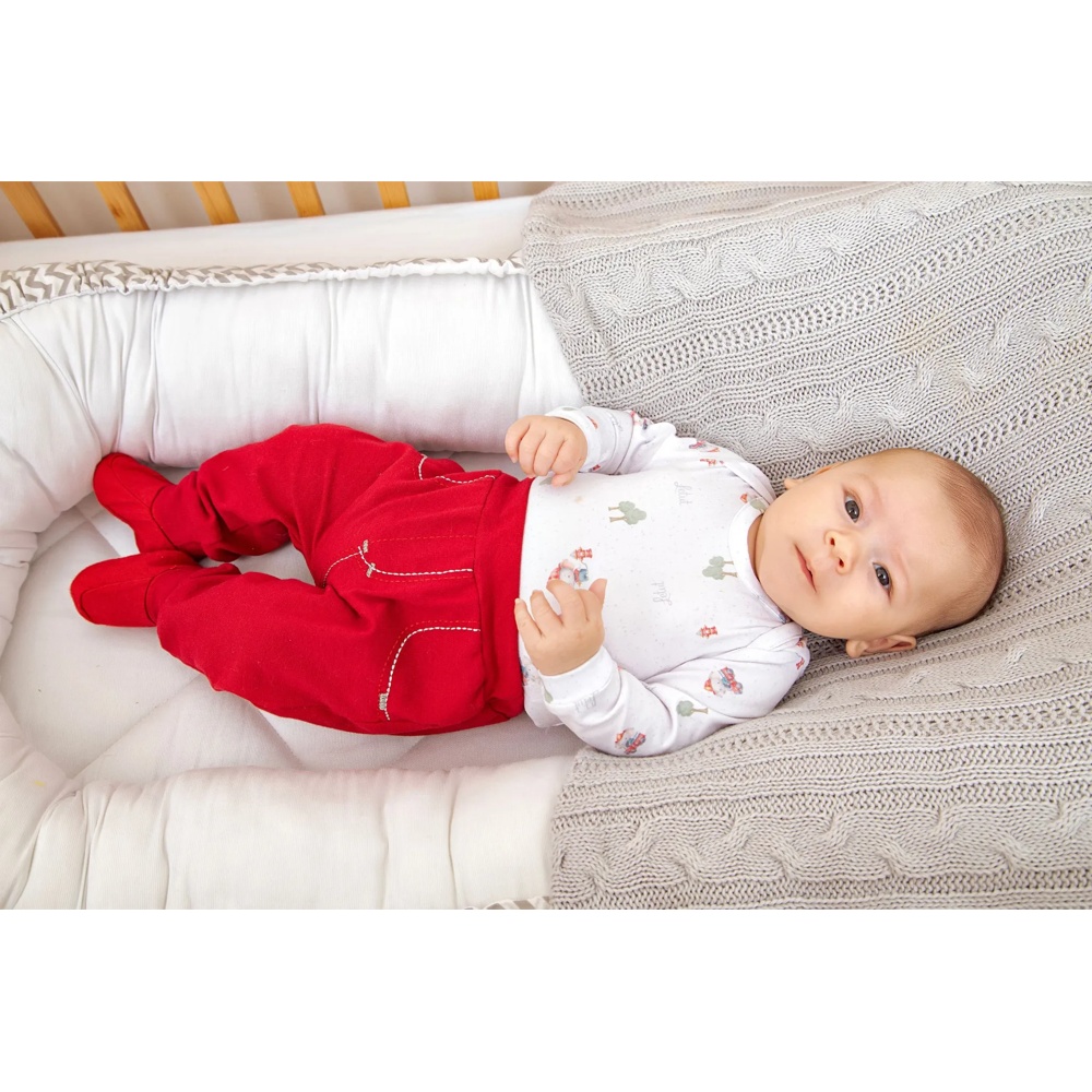 Conjunto Baby Longo Letut com Body Estampado e Gola Expansível