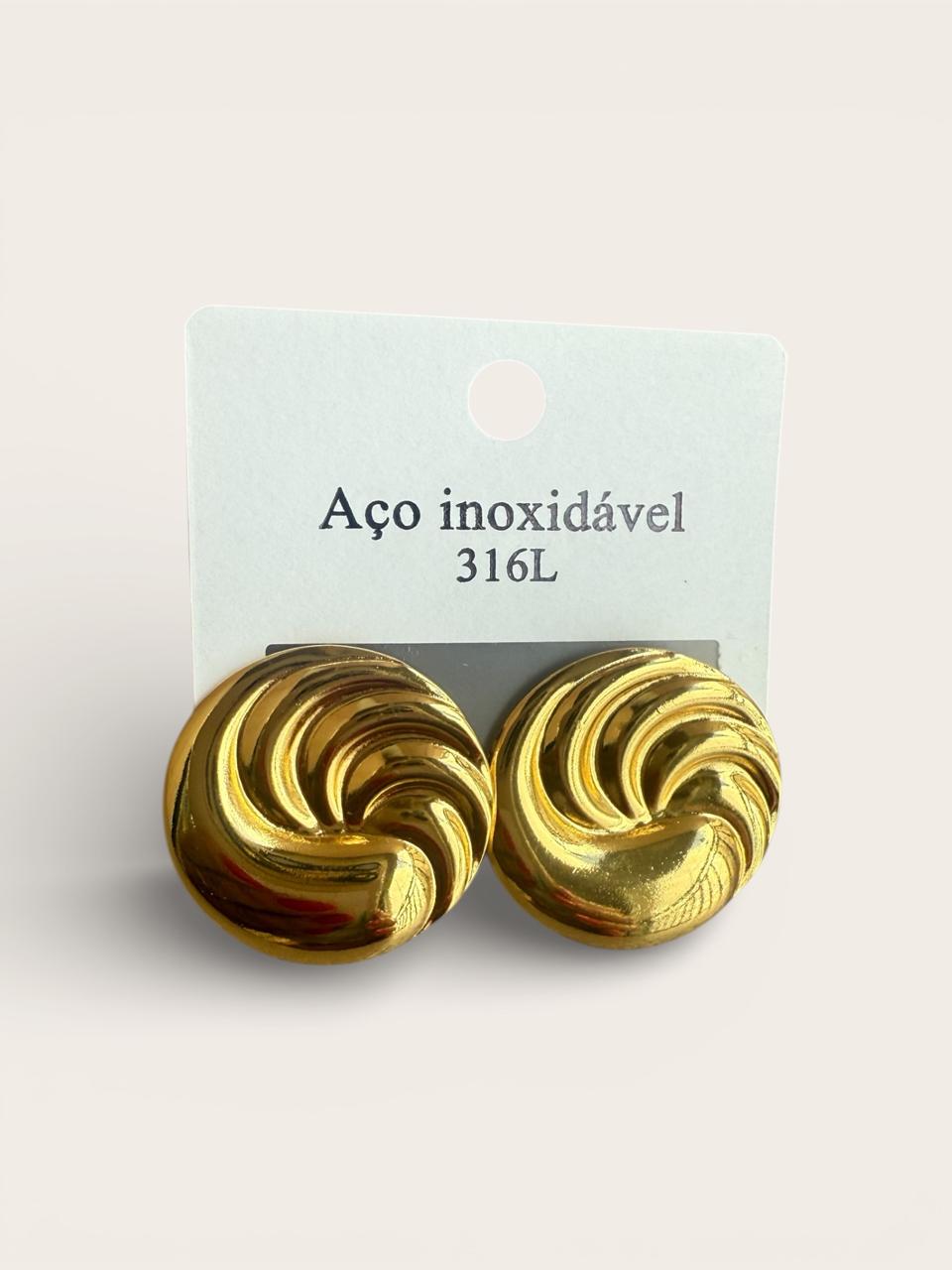 Brincos Femininos Retrô Vintage Aço Inoxidável Ouro 18k