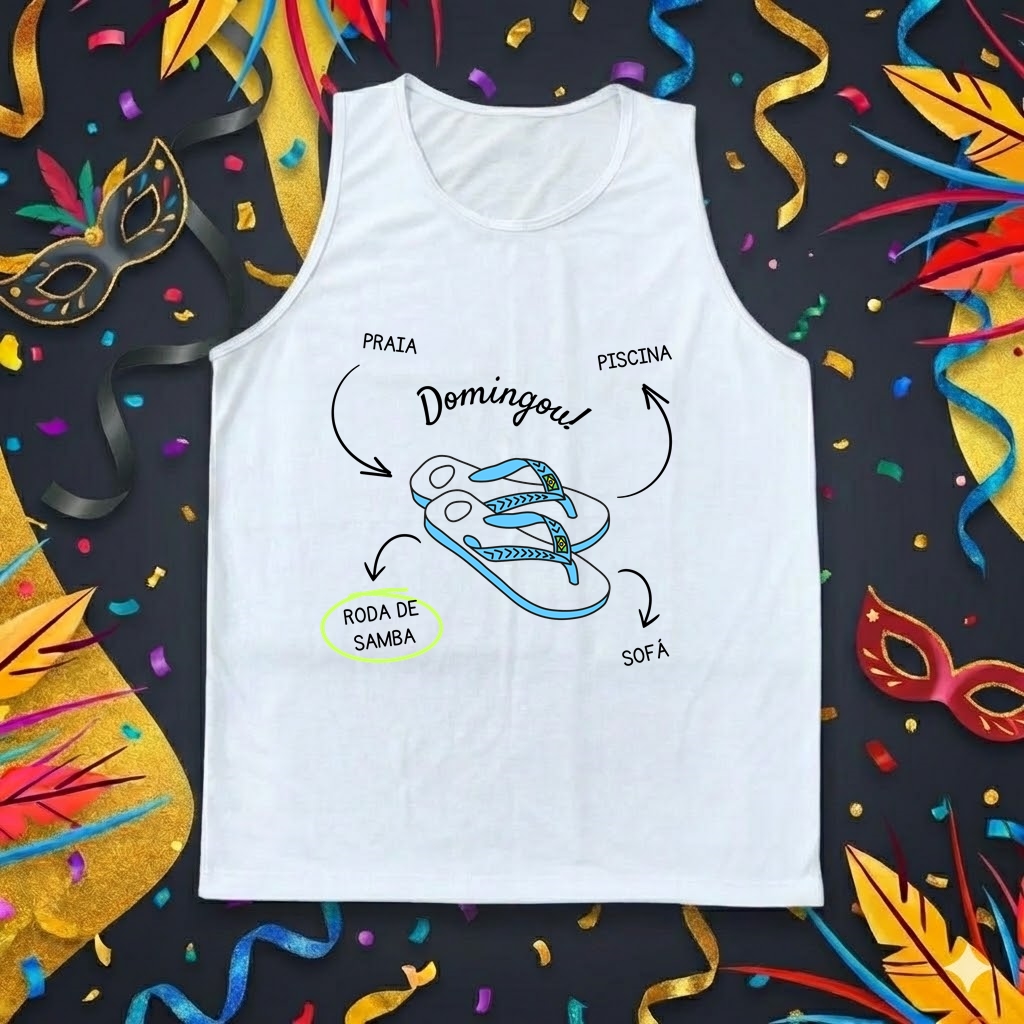 Regata Masculina "Domingou" - Chinelo, Praia e Roda de Samba