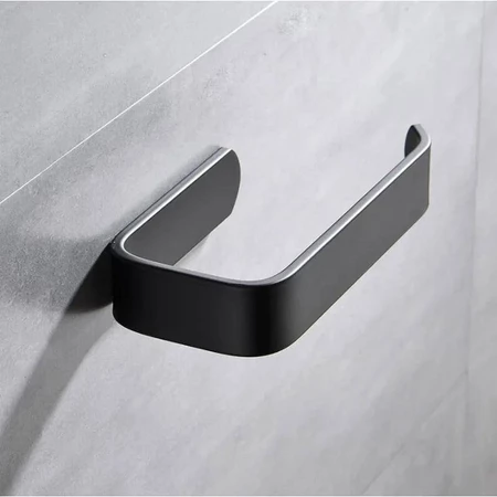 Suporte Porta Papel Higiênico Preto Fosco Fixação 3M