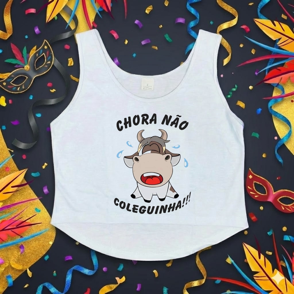 Cropped Carnaval Chora Não Coleguinha - Fantasia Divertida | Estamparia Rio