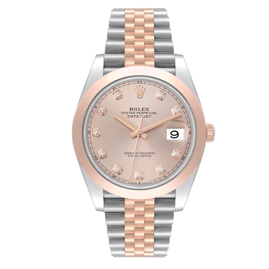 Datejust 41 Steel Rose Gold Diamond Dial Mens Watch 126301