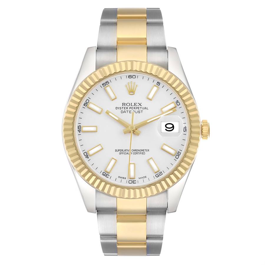 Datejust II 41 Steel Yellow Gold White Dial Mens Watch 116333