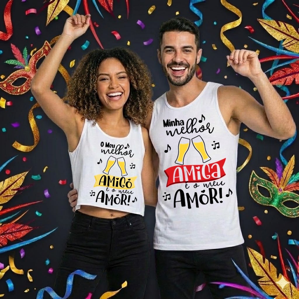 Kit Casal Carnaval "Melhor Amigo é o Meu Amor" - Fantasia da Parceria