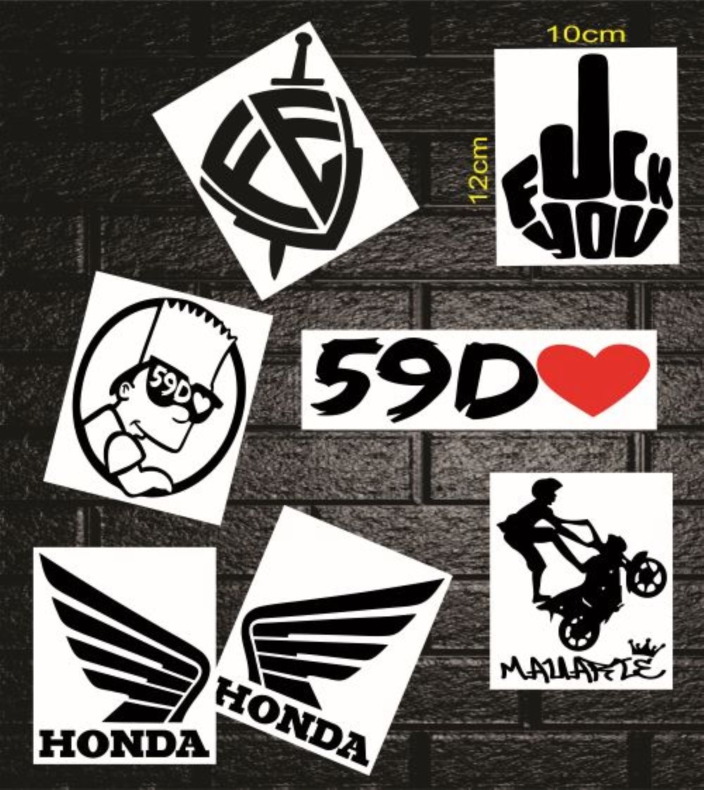 (g) Kit 7 Adesivos Caos Urbano P/moto Skate Carro Janelas Paredes Cor Preto