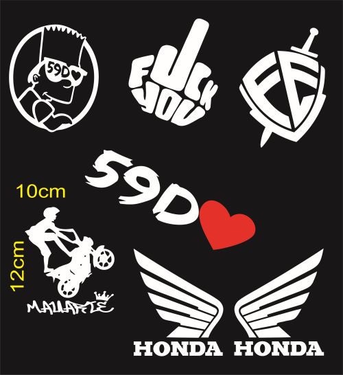 (h) Kit 7 Adesivos Caos Urbano P/moto Skate Carro Janelas Paredes Cor Branco