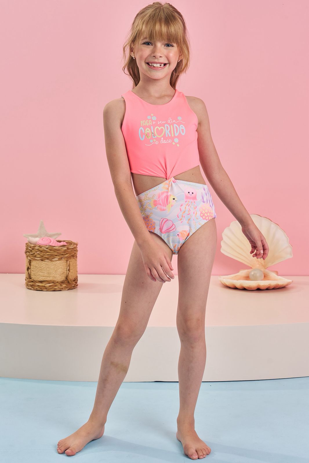 Maiô Reversível em Malha Uv Dry com Proteção Uv 50+ 84530 Infanti Infantil Menina