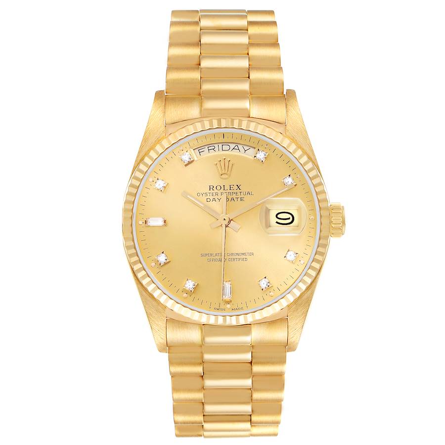 President Day-Date Yellow Gold Diamond Dial Mens Watch 18038