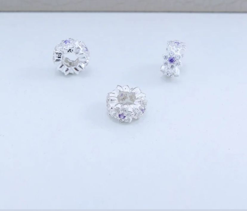 Berloque Separador Flor Blossom   Prata 925