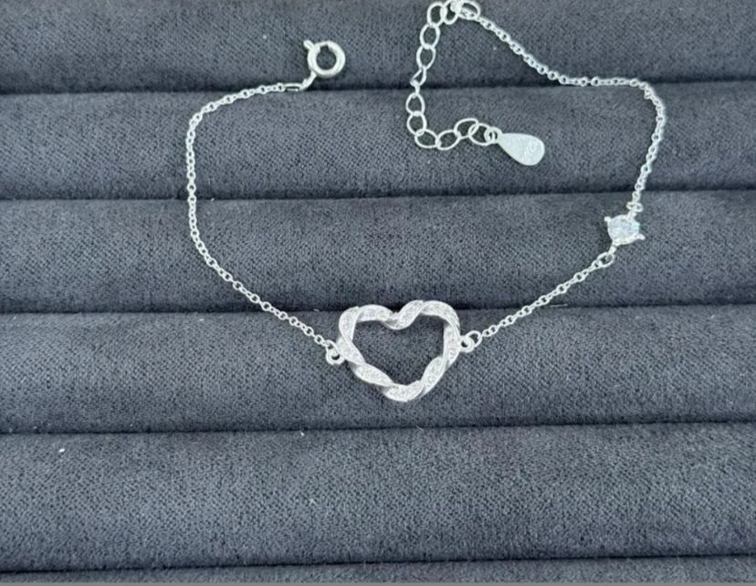Pulseira Coração Torcido Amore   Prata 925