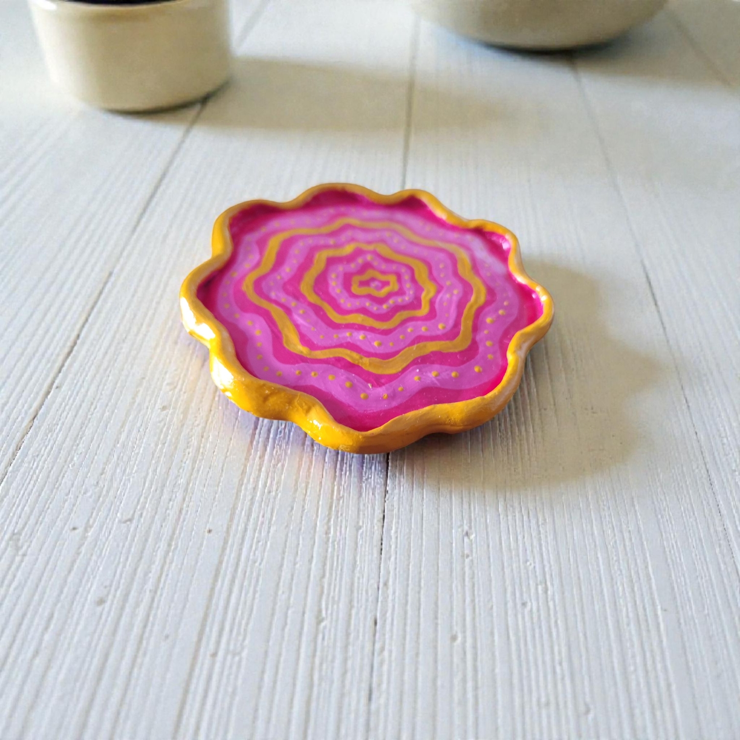 Porta Anéis Aberto Feita à Mão com Cerâmica Fria