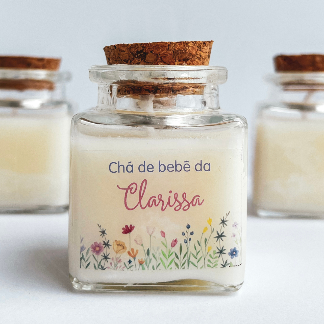 Mini Vela no Pote de Vidro com Etiqueta Personalizada 40g