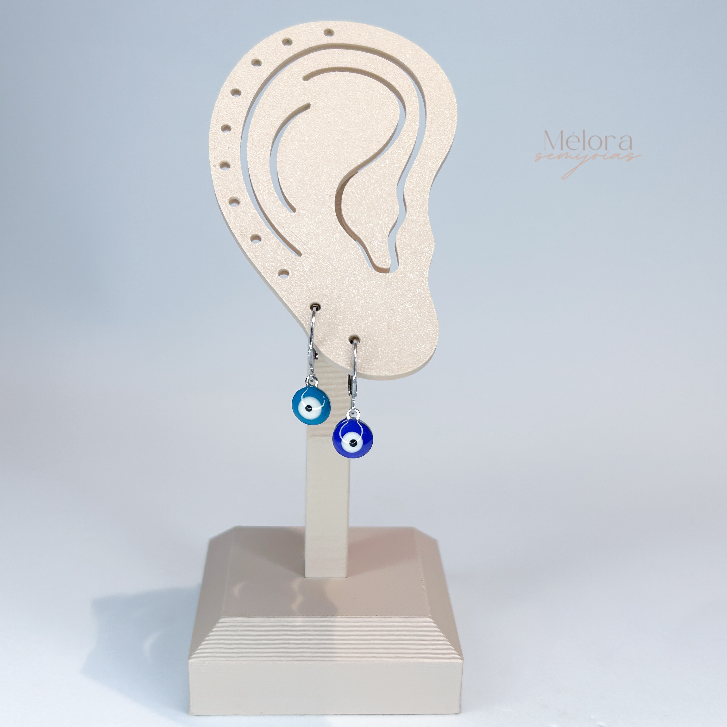 Brinco Argola Click Olho Grego em Aço Inox