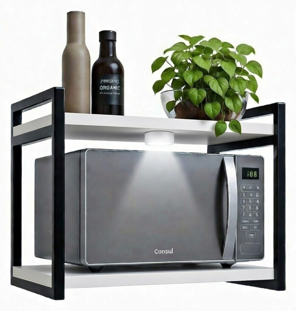 PRATELEIRA DUPLA PARA MICRO-ONDAS COM LED DE PRESENÇA