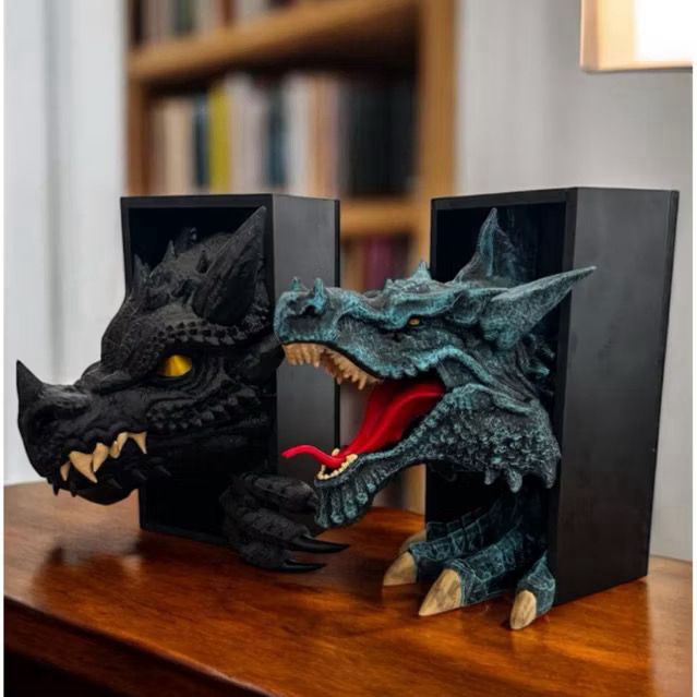 Aparador de livros dragão Quarta Asa / Fourth Wing - Tairn e Sgaeyl (FOTOS REAIS)