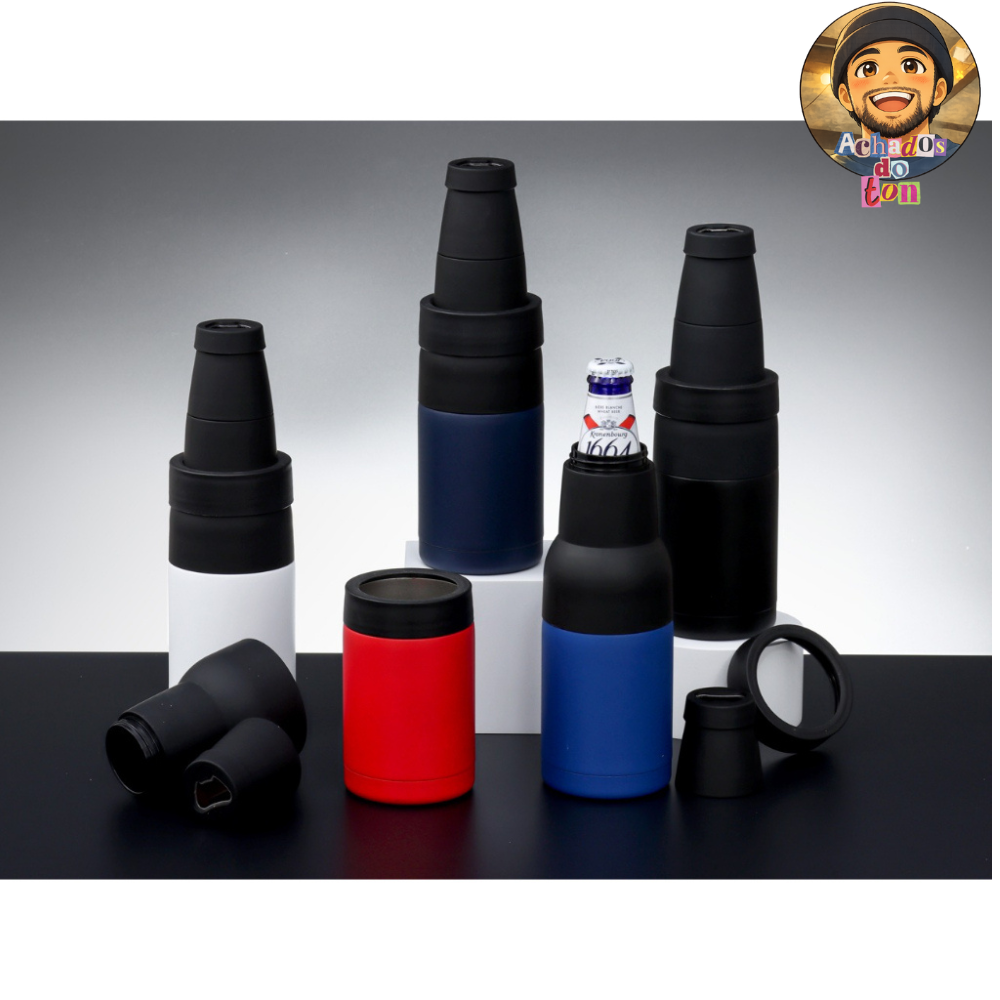 11 - Copo Térmico Multiuso Inox, Porta Long Neck, Porta Lata, Abridor