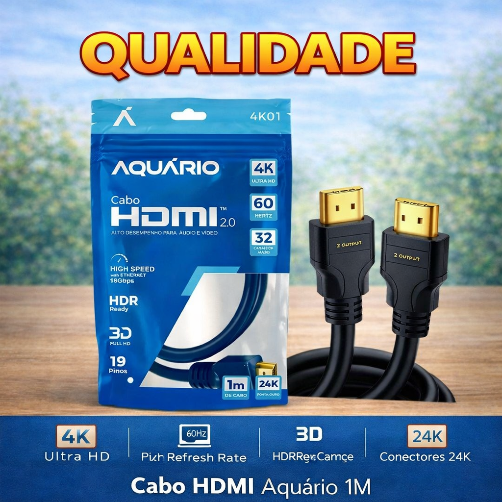 Cabo Hdmi 2.0 4k HDTV Aquario