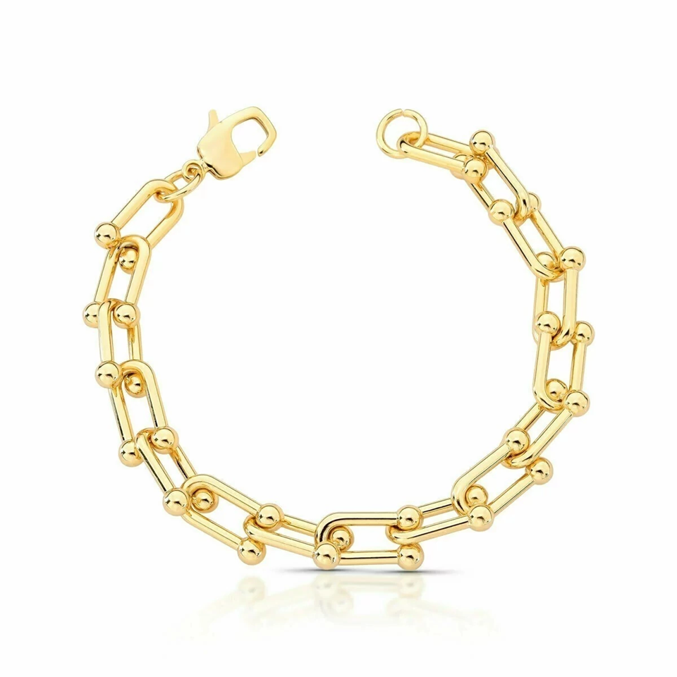 Pulseira de elos banhada a ouro