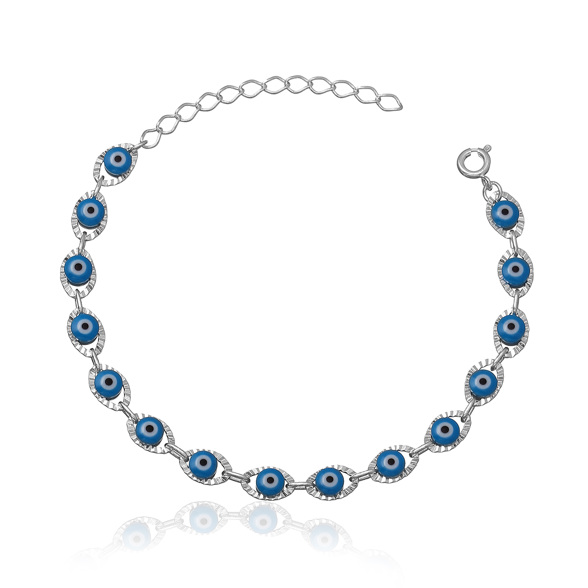 Pulseira Banhada a Prata de Olho Grego