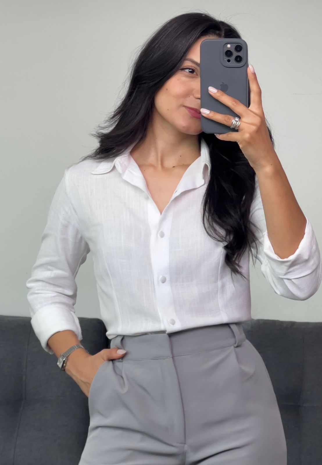 Camisa Linho Off white