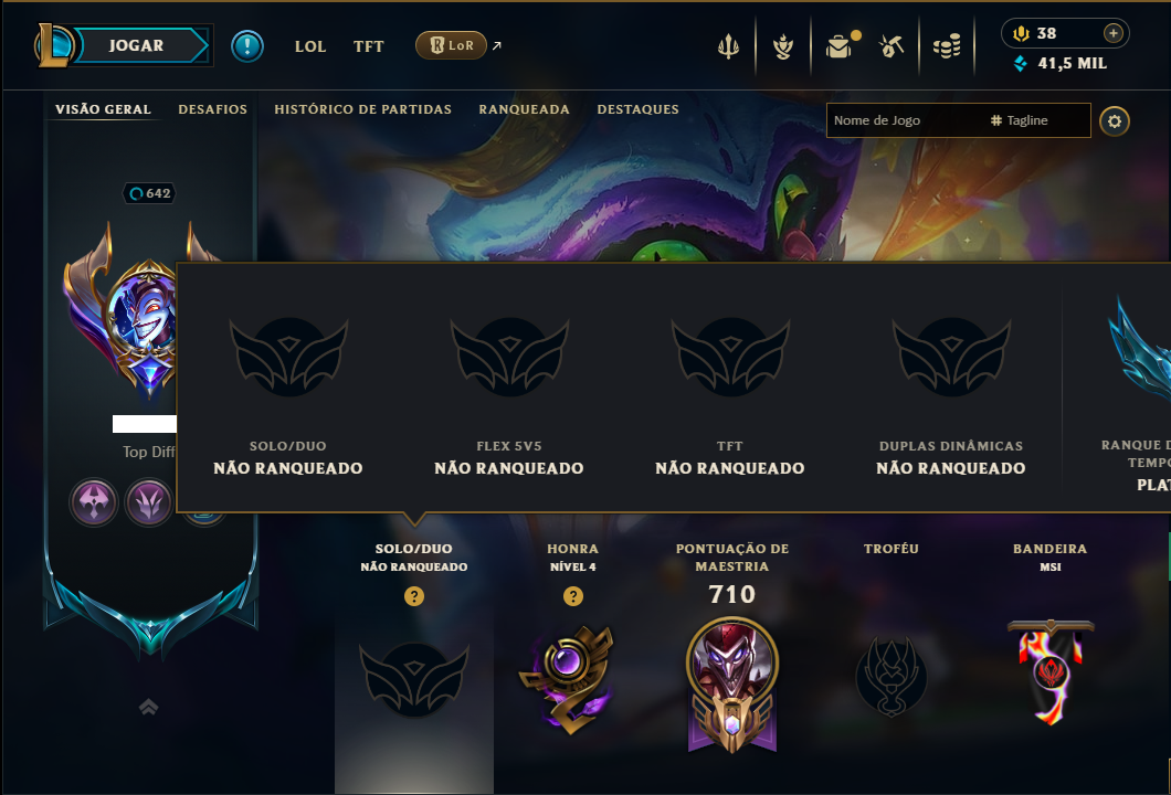 Unranked com TODOS os Champs e 253 Skins ( JG / MID ) - ( Nivel 642 )