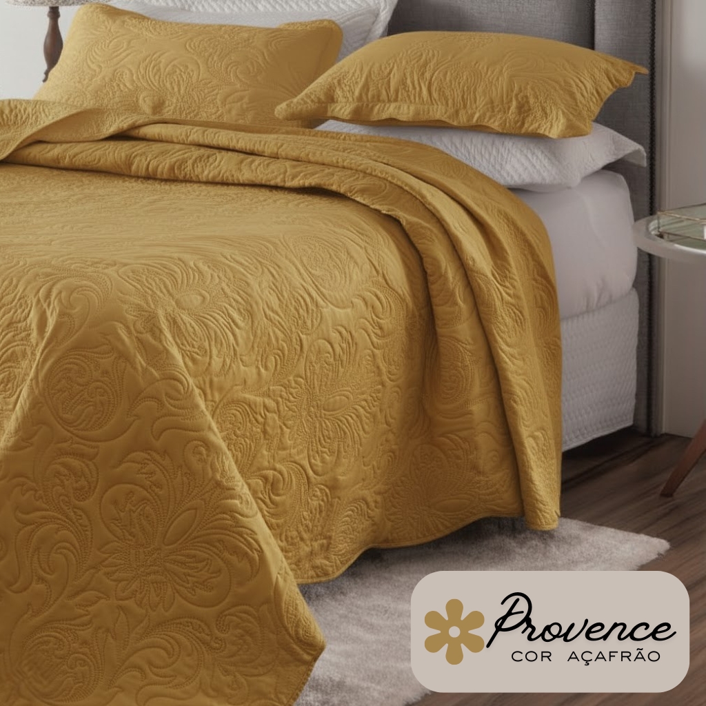 Kit Cobre Leito Casal Padrão Provence 3 Peças Ultrassônico