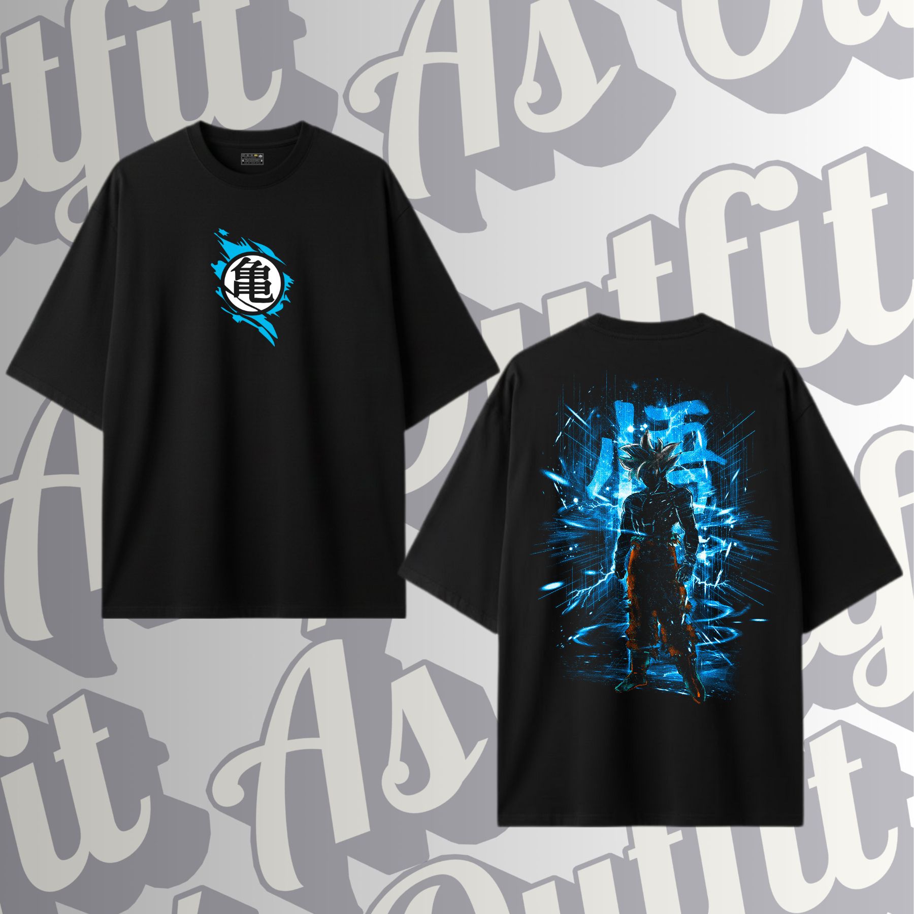 Camiseta Oversized Goku superior instinct blue