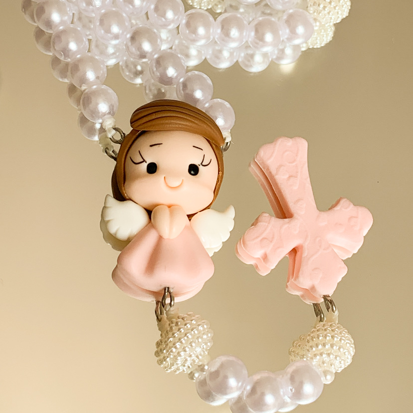 Terço Infantil Anjo - Menina Branco