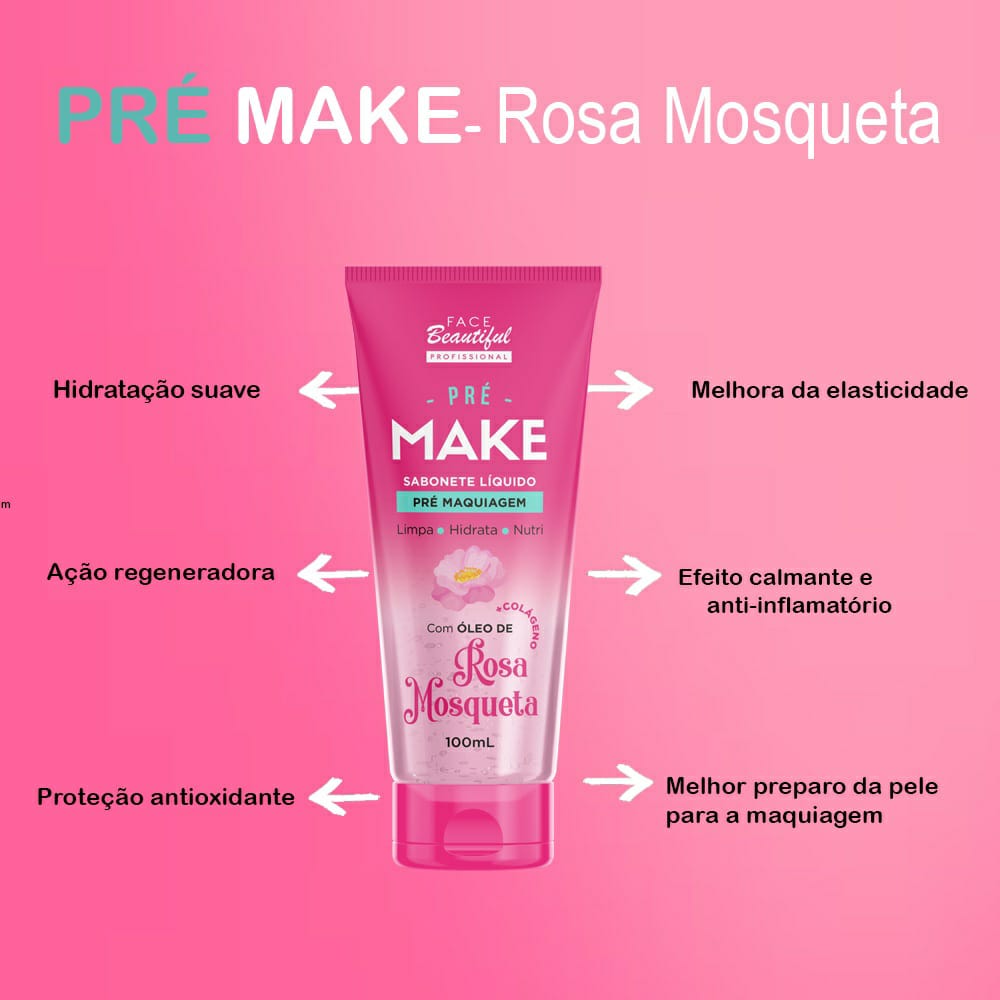 Sabonete Líquido Pré-Make Face Beautiful Profissional 100 ml (Unidade)