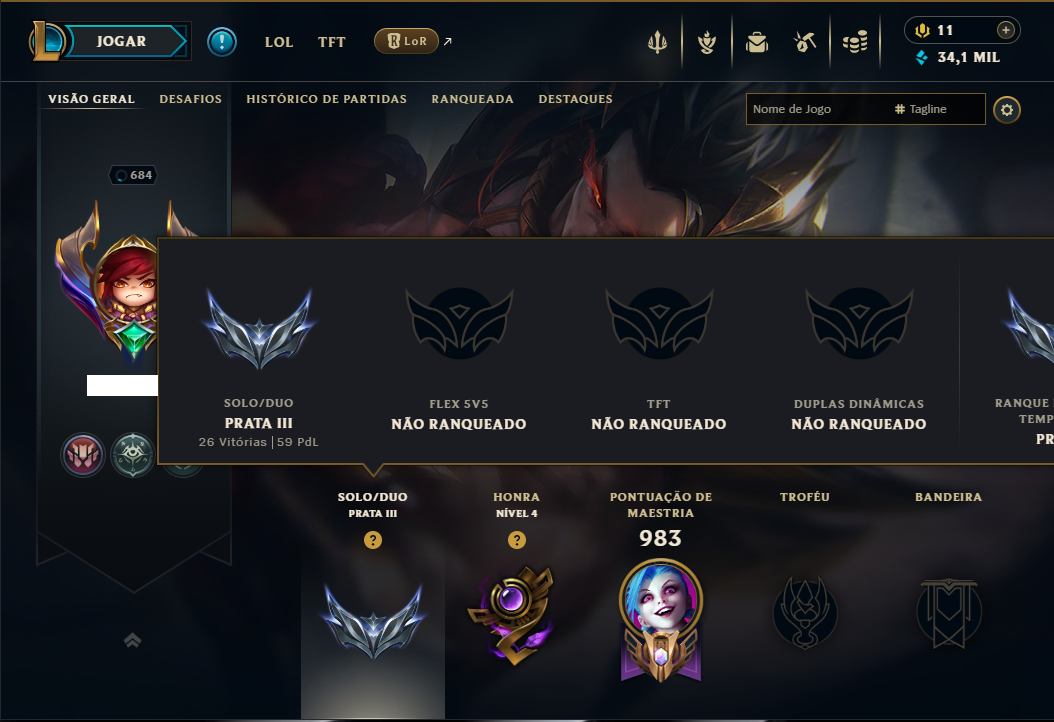 Prata 3 com TODOS os Champs e 349 Skins ( MID / ADC / JG )