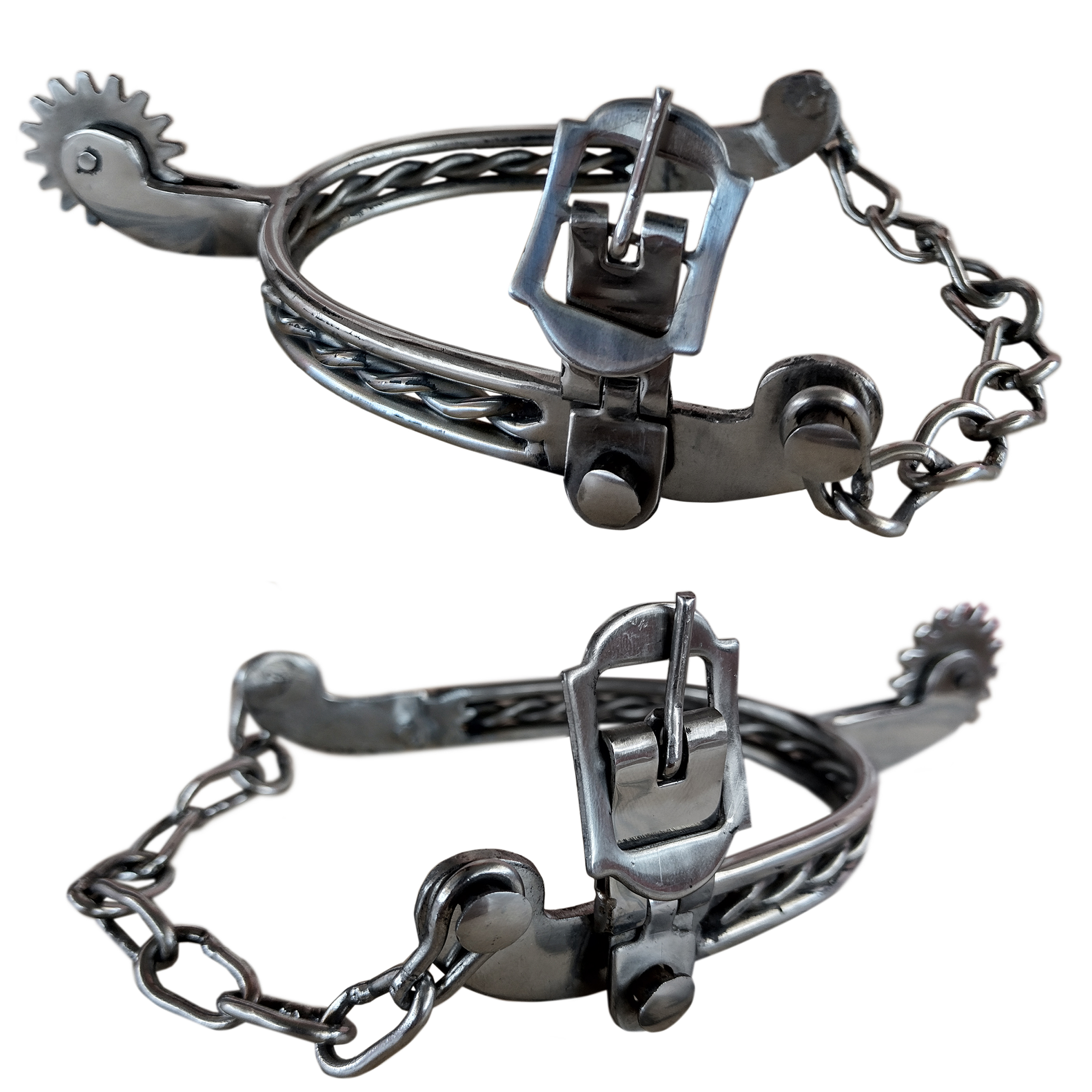 Espora Cutucadeira Em Inox Detalhe Torcido