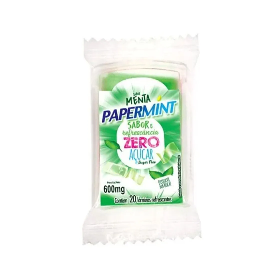 Lâminas refrescantes comestível zero açúcar com 20 unidades Papermint 600mg - Danilla Foods