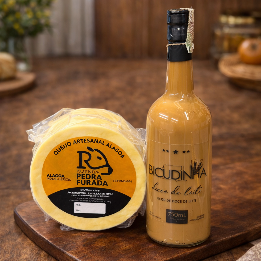 Kit Queijo Alagoa Tradicional + Licor de Doce de Leite Bicudinha 750ml