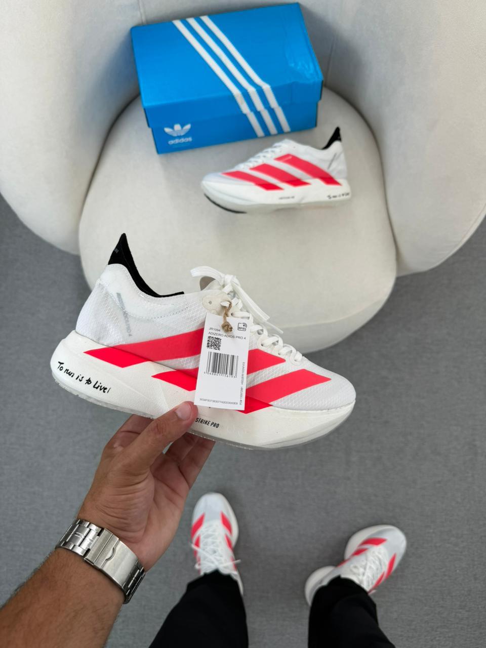 Tênis Feminino Adidas Adizero Adios Pro 4 Branco/Vermelho   Esportivo Leve e Importado