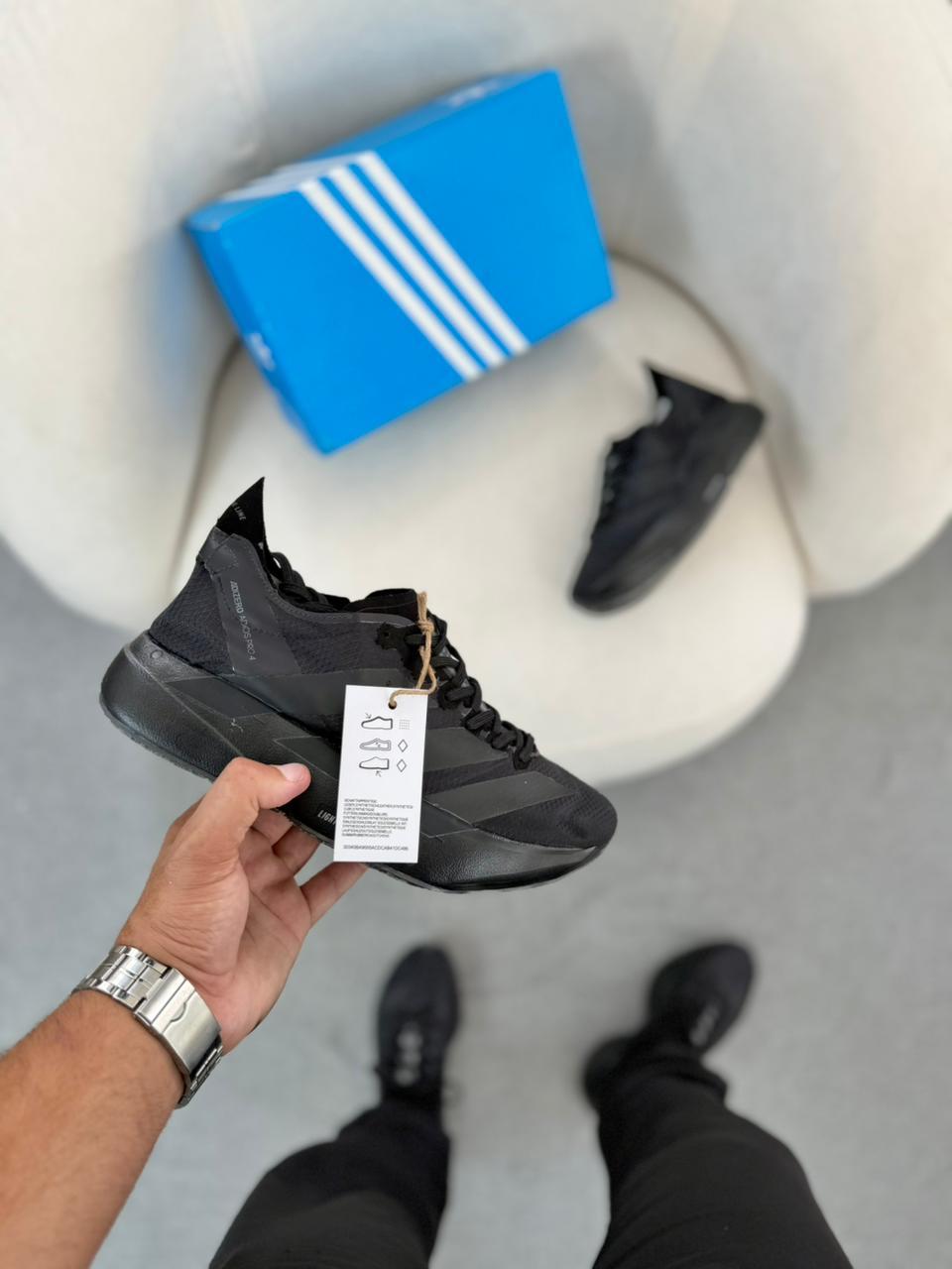 Tênis Masculino Adidas Adizero Adios Pro 4 All Black   Esportivo Leve e Importado