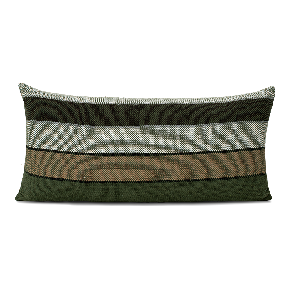 Almofada Milazo 60cm x 30cm Listras Tear 100% Algodão Verde - Lavive