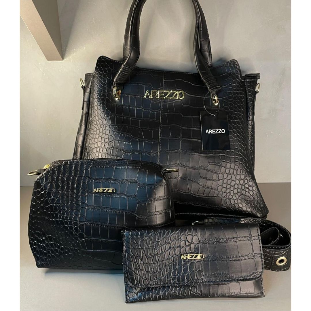 Kit Arezzo 3 peças Croco