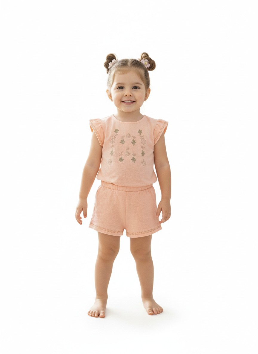 Conjunto Feminino Infantil Blusa e Short Mundi