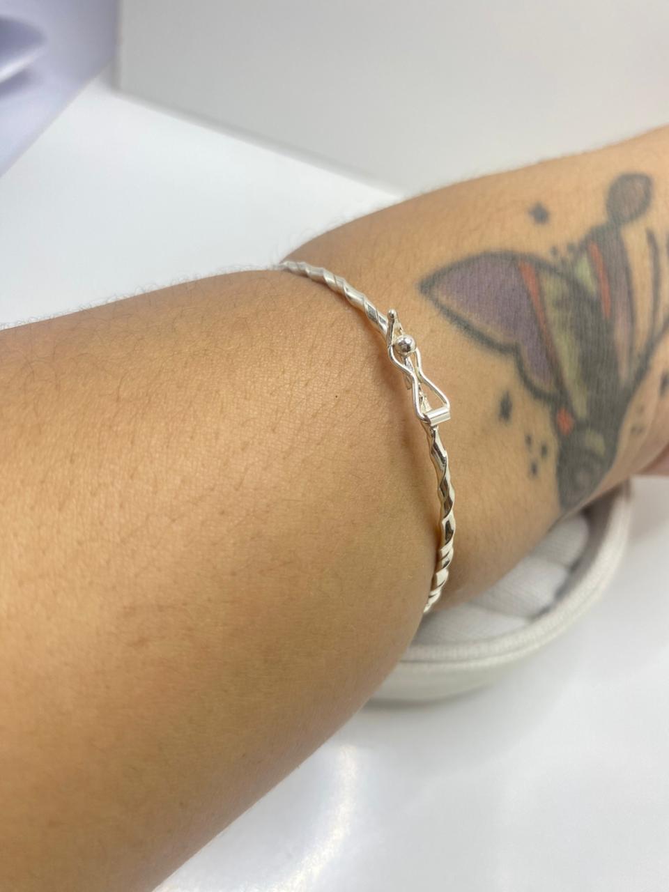 Pulseira Bracelete Aro Trançado I Prata 925