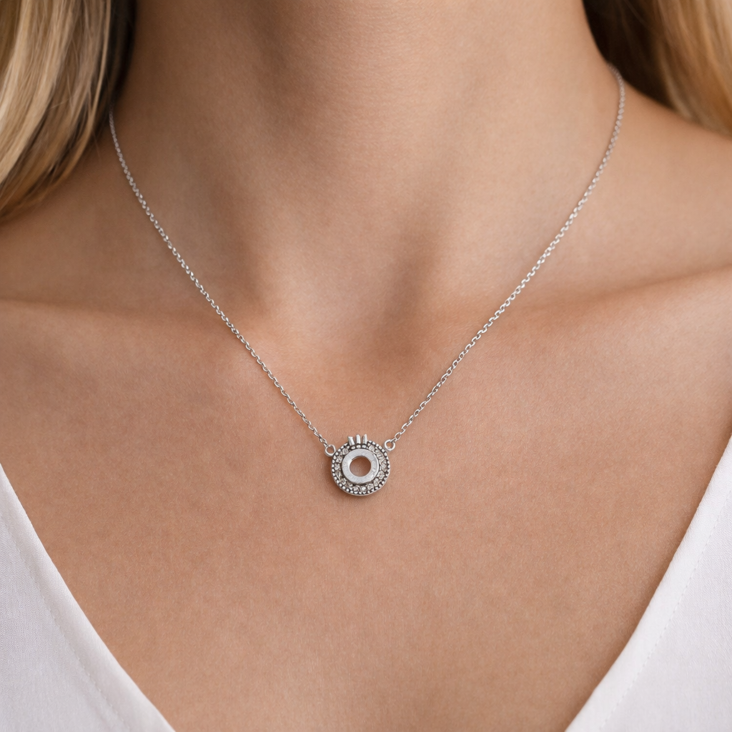 Colar Inspiração Pingente Cravejado I Prata 925